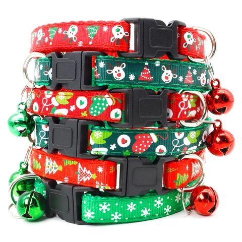 Collier De Noël Pour Animaux Réglable Sangle En Polypropylène Chat Chien Avec Cloche Motif Renne Flocon De Neige Décoration Festive
