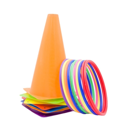 Kids Ring Toss Game Plastic Cones Agility Training Colorful Outdoor Indoor Garden Activity Coordination Toy