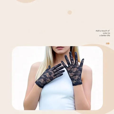 Guantes de Encaje Florales Elegantes para Mujer Protección Solar Guantes Largos Cortos de Malla para Boda Fiesta Accesorios de Novia