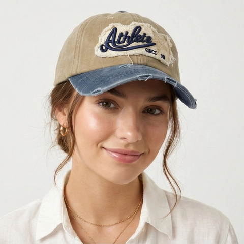 Cappello Da Baseball Vintage Cotone Lavato Consumato Ricamato Patch Athlete Stile Retrò Cappello Da Sole Regolabile Uomo Donna