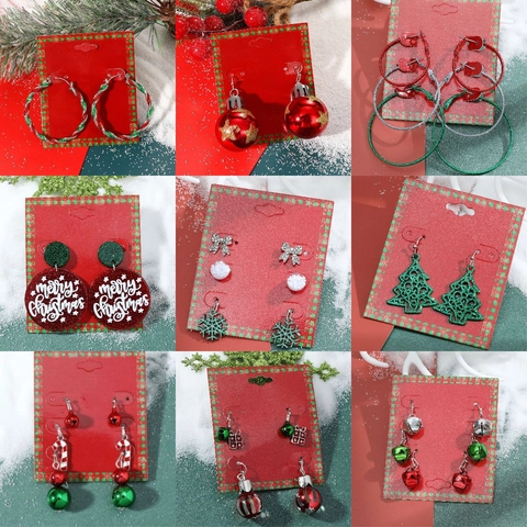 Cartoon Christmas Enamel Earrings For Women Alloy Snowflake Reindeer Snowman Tree Bells Festive Stud Earrings Holiday Jewelry