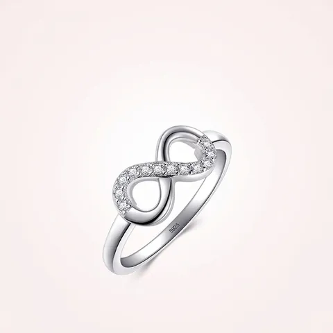 Unendlichkeitssymbol Ring 925 Sterlingsilber Funkelnde Zirkonia Eleganter Band Feiner Schmuck Für Frauen