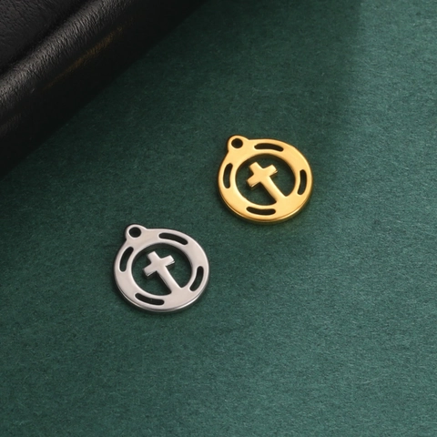 Mini Breloques En Acier Inoxydable Pendentifs Lotus Trèfle Croix Hexagramme Géométrique DIY Bijoux Accessoires Minimaliste