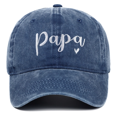 Washed Cotton Baseball Cap Papa Heart Embroidery Sun Protection Vintage Adjustable Dad Hat For Men Women