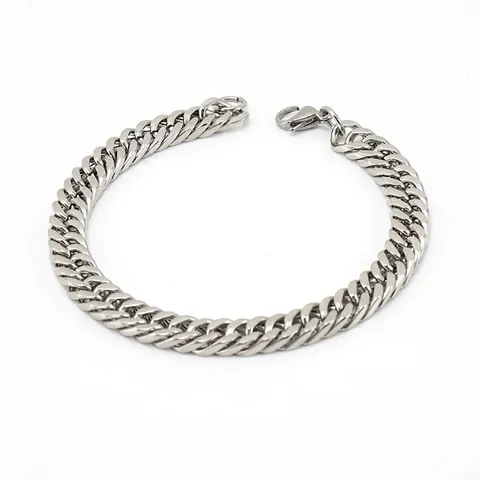 Men Stainless Steel Cuban Link Bracelet Bold Punk Style Hip Hop Fashion Jewelry Polished Wristband