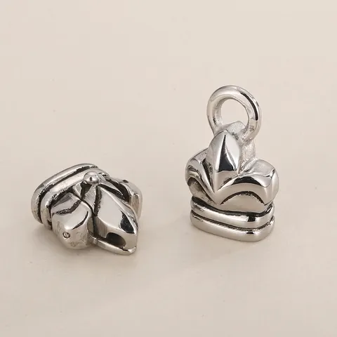 Stainless Steel Fleur De Lis Clasp Connector Vintage Crown End Cap For Leather Bracelet Necklace Jewelry Making