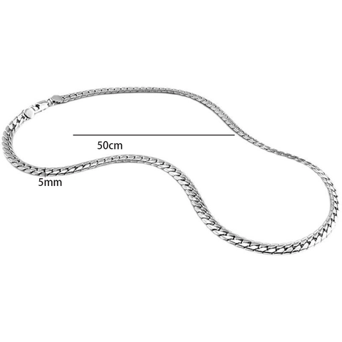 Flat Curb Chain Necklace Copper Silver Plated Snake Link Luxury Fashion For Men Women