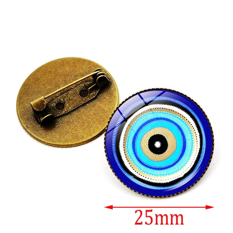 Καρφίτσα Evil Eye Nazar Amulet Στρογγυλή Μεταλλική Με Γυάλινο Θόλο Vintage Σήμα Διακόσμηση Ρούχων Μόδα Unisex
