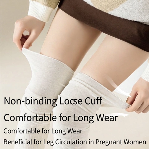 Women Over The Knee Long Slouch Socks Ribbed Knit Solid Color Cotton Blend Elastic Breathable Preppy Style Stockings