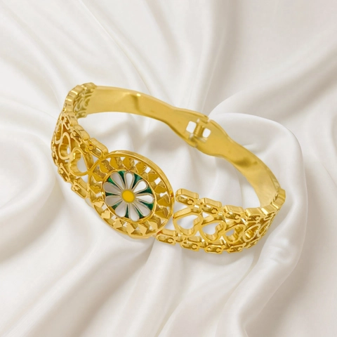 Bracciale Rigido Stile Orologio in Acciaio al Titanio alla Moda per Donna Albero della Vita di Lusso Girasole Cuore Traforato Gioielli Oro Argento