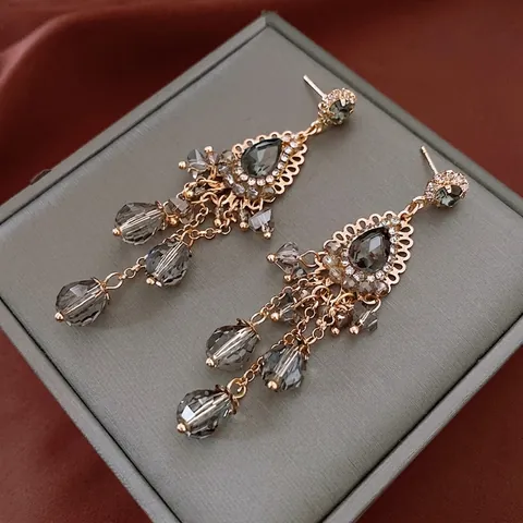 Vintage Quasten Hängeohrringe Mit Kupfer Strass Glas Und Silbernem Ohrstecker Im Bohemian Stil Damen Schmuck