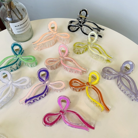 Molletta Per Capelli Grande Fiocco Acrilico Plastica Accessori Capelli Con Molla In Metallo Stile Coreano Per Donne