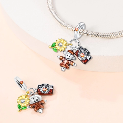 Charms Φθινοπωρινό Θέμα Ασημένια Σμάλτο Φύλλο Σφενδάμου Κολοκύθα Κουκουβάγια Σκίουρος Για DIY Αξεσουάρ Κοσμημάτων