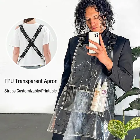 Grembiule In TPU Trasparente Impermeabile Resistente All'olio Con Cinghie Regolabili E Tasche Per Cucina Barbiere Salone