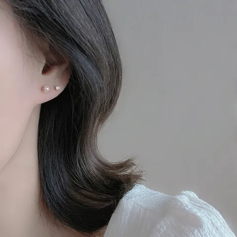 Minimalist Small Artificial Pearl Stud Earrings With Copper Screw Back Sleep Safe Delicate Jewelry For Women