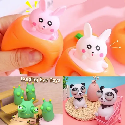 Squeeze Sensorik Spielzeug Weich PVC Augen Ploppen Stressabbau Fidget Cartoon Panda Hase Wurm Schreibtisch Neuheit