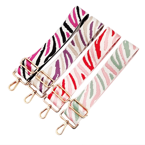 Zebra Pattern Bag Strap Adjustable Wide Fabric Shoulder Crossbody Replacement Purse Handle With Metal Buckle