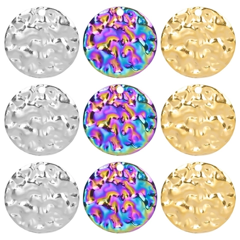 Collana Con Pendente Tondo Martellato In Acciaio Inossidabile Gioielli Geometrici Minimalisti Per Donne Placcato Sottovuoto
