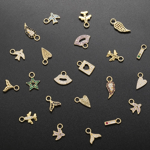 Ciondoli Gioielli Fai Da Te Ottone Zirconi Cuore Stella Aereo Coda Di Balena Pendenti Per Collana Orecchini Creazione