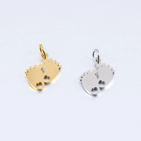 304 Stainless Steel Baby Feet Footprint Pendant Only Mirror Polished Heart Cutout Charm For DIY Jewelry Making Memorial Gift