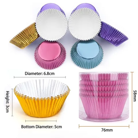Pirottini per Cupcake in Alluminio Metallizzato Resistenti al Calore Vassoi di Carta per Muffin per Festa di Compleanno