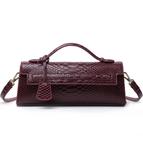 Sac À Main Long Pour Femme Style Classique Motif Autruche Serpent Cuir PU Sac À Bandoulière Pochette Élégante Vintage