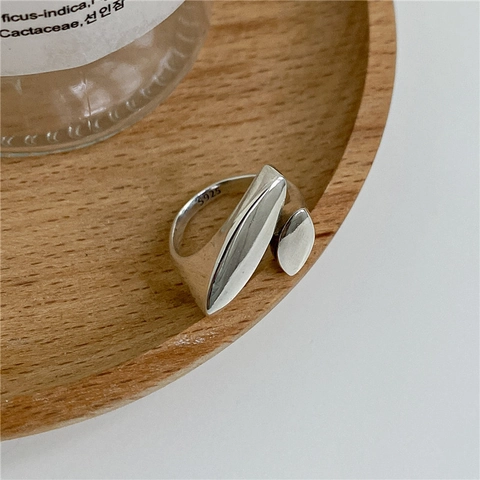 S925 Sterling Silver Irregular Open Ring For Women Minimalist Polished Water Drop Adjustable Finger Ring Fine Jewelry Gift