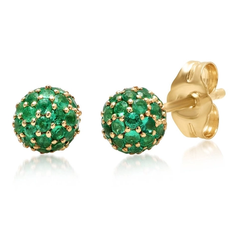 Trendy Copper Gold Plated Sphere Stud Earrings For Women Pave Zirconia Geometric Disco Ball Earrings Jewelry Gift
