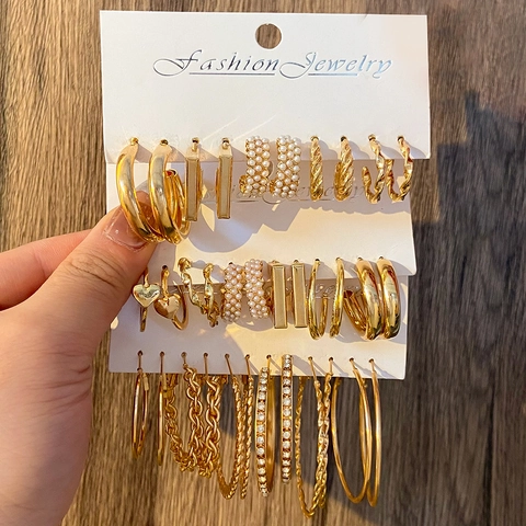 Bijoux Fantaisie Boucles D'oreilles Alliage Künstliche Perle Strass Géométrique Créoles Puces Papillon Coeur 14k Gold Earring Post Femmes