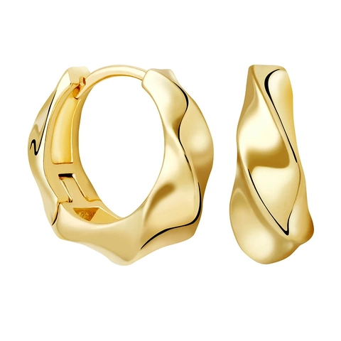 Orecchini a Cerchio Geometrici Irregolari Perno in Argento Sterling 925 Minimalisti Testurizzati in Rame Gioielli Donna