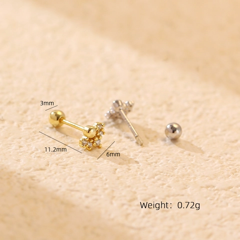 Squisiti Orecchini a Bottone con Chiusura a Vite in Argento Sterling 925 con Cluster di Fiori e Strass per Donna Gioielli Chic