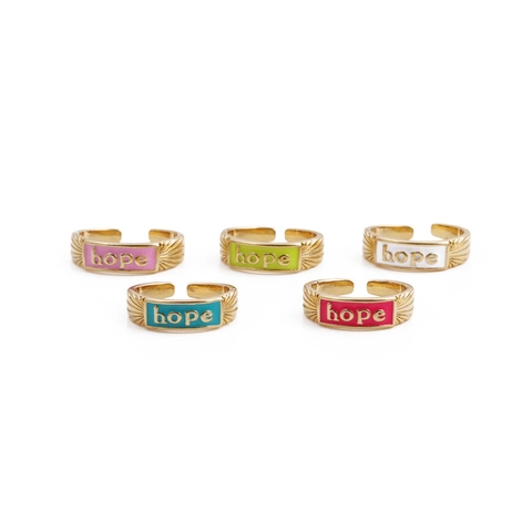 Hope Buchstabe Offener Ring Verstellbar Kupfer Vergoldet Emaille Rechteckig Geometrisch Modeschmuck Für Damen Herren