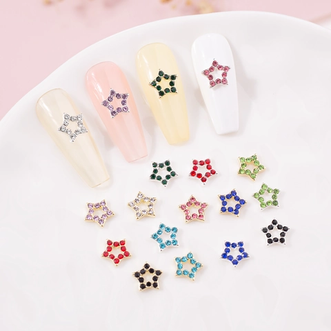 Ster Nagelkunst Charms Legering Hol 3D Pentagram Metaal Strasstenen Sieraden Decoratie Voor Manicure DIY Ontwerpen