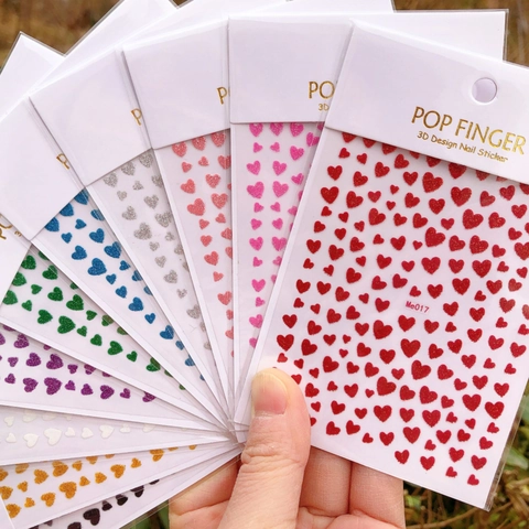 Adesivi Unghie 3D Forma Cuore Glitter Autoadesivi Decorazione Manicure San Valentino Novità