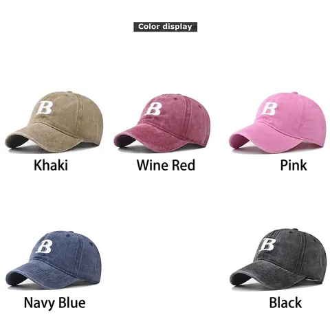Cappellino Da Baseball In Cotone Lavato Retro Distressed Lettera B Ricamata Cappello Con Visiera Regolabile Uomo Donna