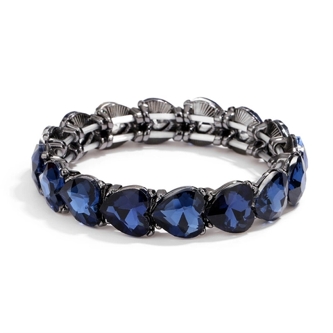 Braccialetto Elastico A Forma Di Cuore Lega Vetro Strass Scintillante Gioielli Chic Accessorio Regalo Per Donne