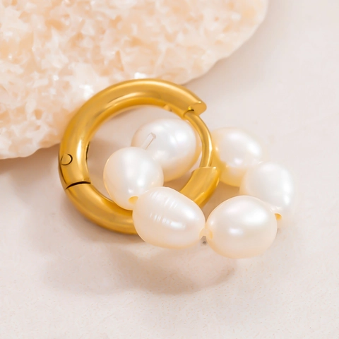 18K Gold Plated Stainless Steel Freshwater Pearl Earrings Fashion Rhinestone Drop Stud Earrings For Women Jewelry Gift