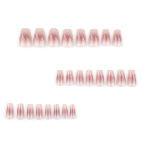 Uñas Postizas De Color Rosa Degradado Con Purpurina Forma De Bailarina Larga Para Mujeres