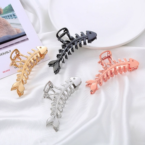 Pinza Para El Cabello Espina De Pescado Metal Aleación De Zinc Grande Agarre Antideslizante Accesorios De Peinado Elegantes Para Mujeres