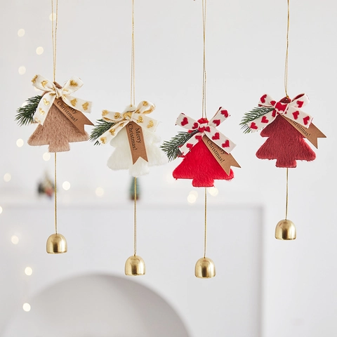 Decorazioni Da Appendere Albero Di Natale In Peluche Con Campanellino In Metallo Fiocco Nastro Pino Artificiale Per Decorazione