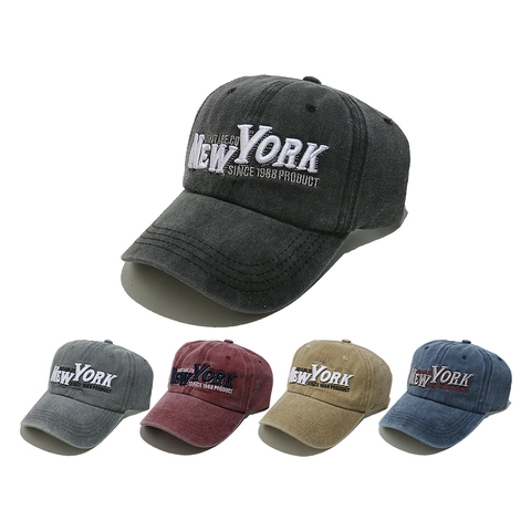 Cappellino Da Baseball In Cotone Lavato Con Ricamo New York Vintage Protezione Solare Regolabile Per Uomo E Donna