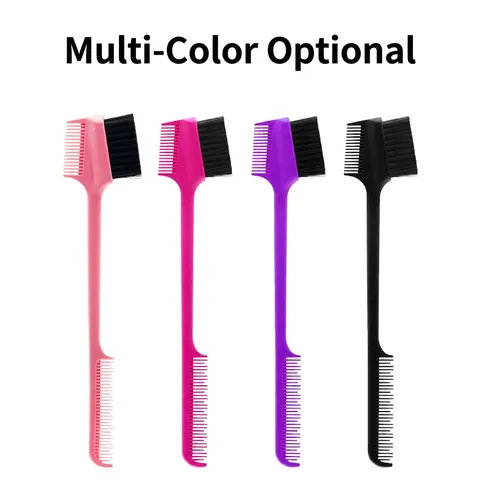 Dual Ended Eyebrow Brush And Edge Control Hair Comb ABS Nylon Bristles Metal Pin Styling Tool For Makeup
