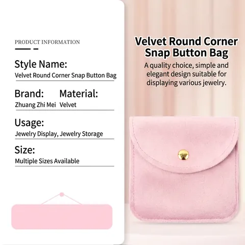 Velvet Jewelry Pouch With Metal Snap Soft Accessory Storage Bag For Necklaces Earrings Rings Luxury Mini Round Corner