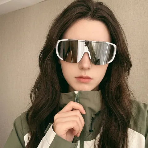 Gafas De Sol Oversized Shield Integradas UV400 Cortavientos PC Deporte Ciclismo Exterior Futurista Para Hombres Mujeres
