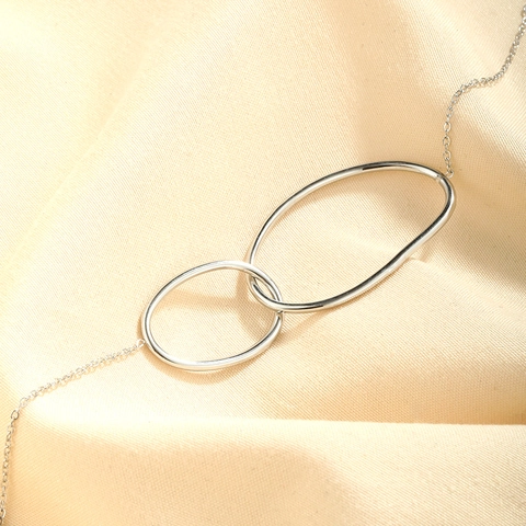 Minimalist Interlocking Oval Rings Bracelet Stainless Steel Geometric Silver Color For Women Fashion Jewelry
