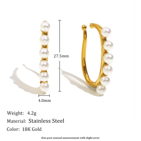 Französischer Stil Blumen Ohrringe Edelstahl 18K Vergoldet Imitationsperle Geometrisch Eleganter Schmuck Für Frauen