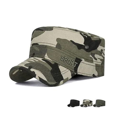 Ανδρικό Καπέλο Cadet Βαμβακερό Αναπνεύσιμο Στρατιωτικό Επίπεδο Ρυθμιζόμενο Αθλητικό Εξωτερικού Χώρου Προστασία Ήλιου Παραλλαγή
