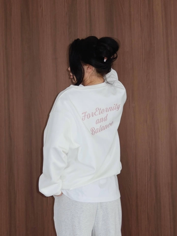 Sweat-shirt À Col Rond Pour Femmes En Coton Coupe Ample Manches Longues Imprimé Lettres Rétro Américain Pull Décontracté