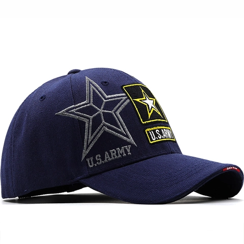 Casquette de Baseball en Coton avec Broderie Étoile US ARMY Hommes Femmes Chapeau de Soleil Extérieur Ajustable Style Militaire Tactique Casual