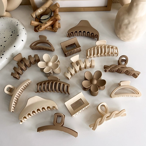 Pinzas Para El Cabello De Acrílico Mate Elegante Simple Geométrico Flor Lazo Accesorios De Peinado Para Mujeres Cuidado Diario